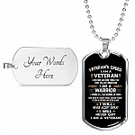 Veteran's Creed I Am A Veteran Dog Tag Pendant Necklace - Military Dog Tags - United States Army Dog Tags - Dog Tag (Silver)