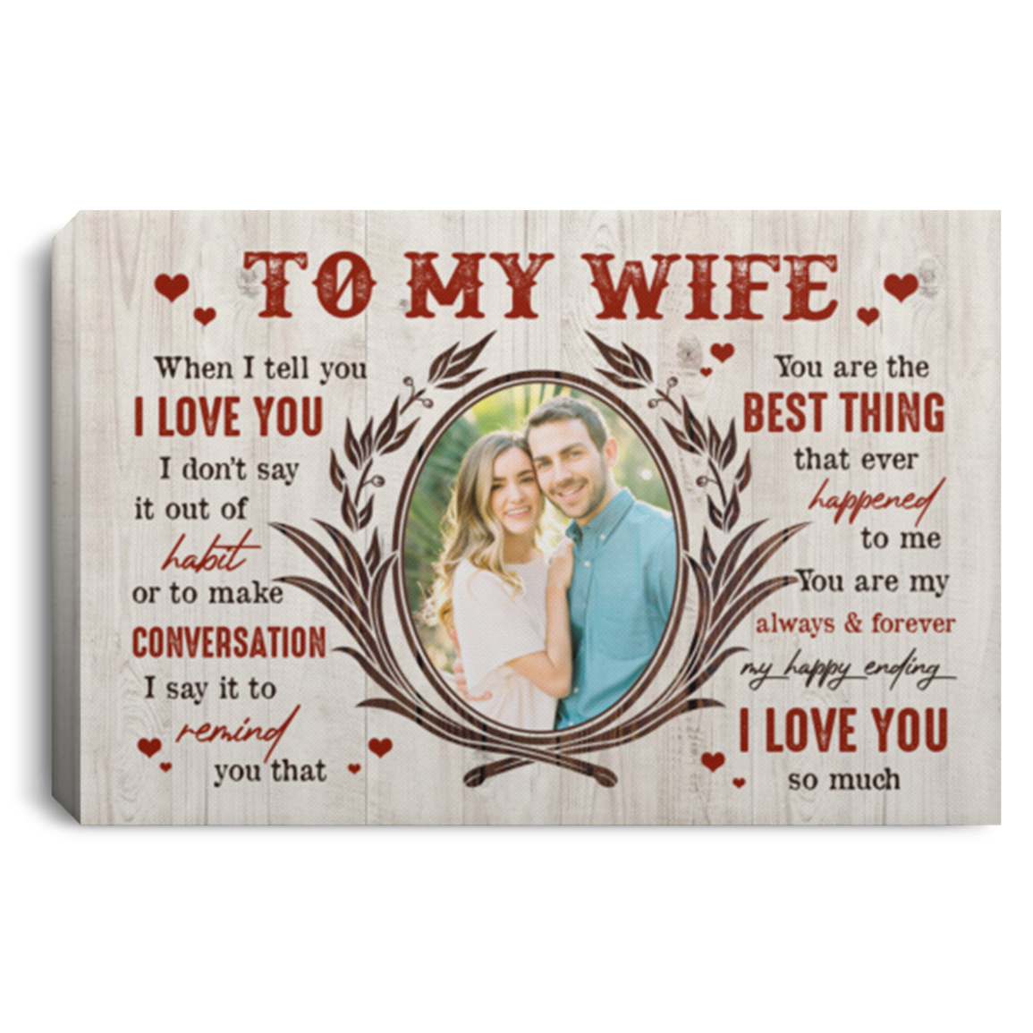 Personalized Photo To My Wife When I Tell You I Love You I Don't Say It Out Of Habit Framed Canvas - Unframed Poster, White, 0.75'' Framed Canvas