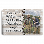 Personalized Photo I Want To Hold Your Hand At 80 And Say Baby Let's Go Fishing Framed Canvas - Unframed Poster, White, 0.75'' Framed Canvas