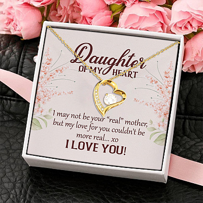 Alternative view of Daughter Of My Heart I May Not Be Your Real Mother I Love You Forever Love Heart Pendant Necklace