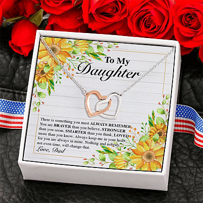 Alternative view of To My Daughter From Dad Interlocking Hearts Pendant Necklace