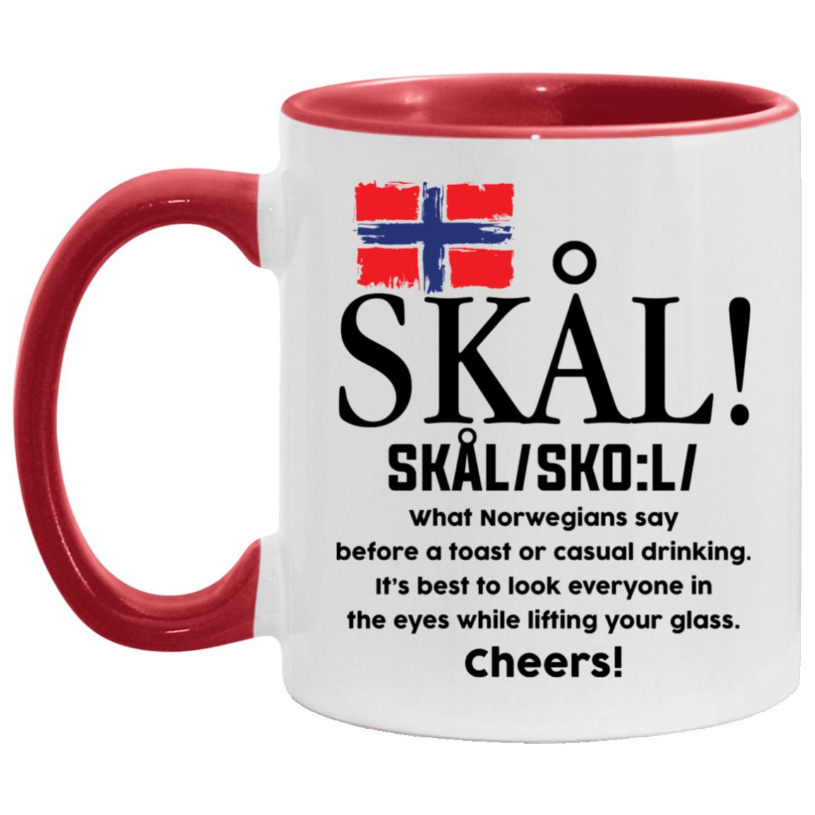 Skal What Norwegians Say Accent Mug, White/Red, 11 oz. Accent Mug