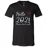 Hello 2021 Please Don't, Black, V-Neck T-Shirt Hello 2021 Please Don't, Black, V-Neck T-Shirt