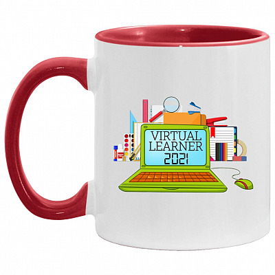 Virtual Learner Quarantined 2021 Accent Mug, White/Red, 11 oz. Accent Mug