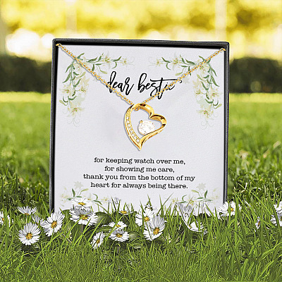 Alternative view of Dear Bestie For Keeping Watch Over Me Showing Me Care Thank You Forever Love Pendant Necklace