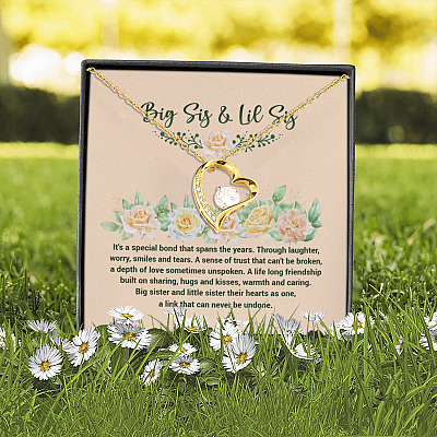 Big Sis Lil Sis A Special Bond Spans The Years Through Laughter Worry Forever Love Pendant Necklace