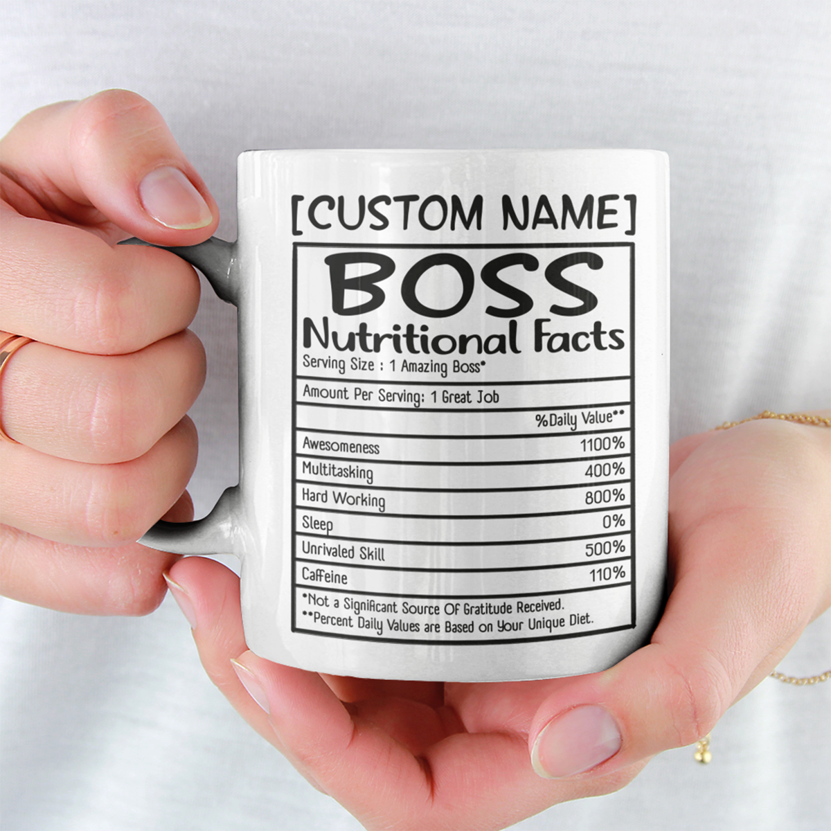 Personalized Boss Nutrition Facts Best Gift for Your Boss Ceramic Coffee Mug - Water Bottle | CubeBik