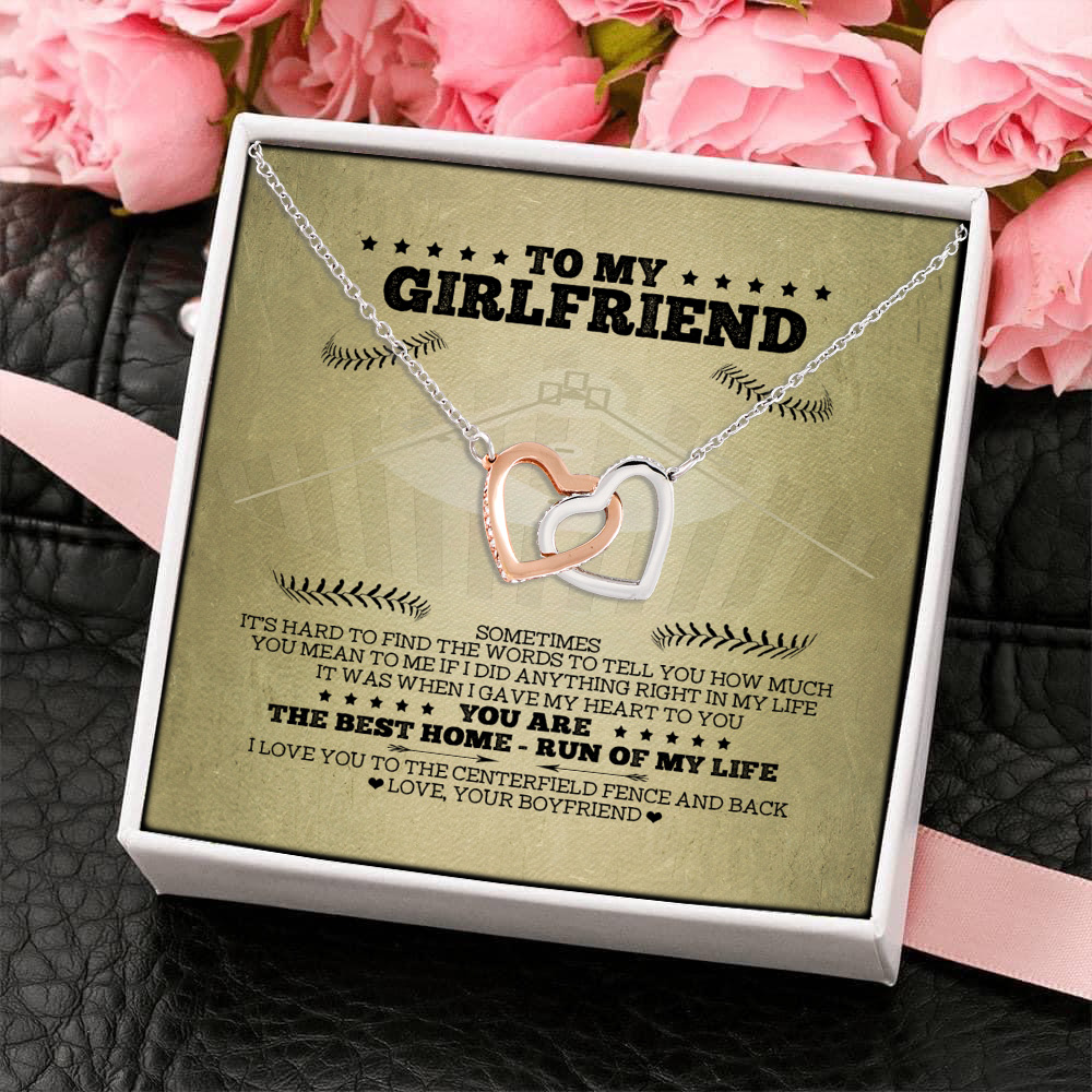 3KT. To My Girlfriend Baseball Interlocking Hearts Necklace 4