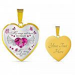 My Wings Will Have To Wait My Story Is Not Over Yet Breast Cancer Heart Pendant Necklace - Heart Luxury Necklace (Gold Plated)