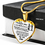 From Son To My Wonderful Mom I Am Because You Are So Much Of Me Sunflower Luxury Heart Pendant Necklace - Heart Luxury Necklace (Gold Plated)