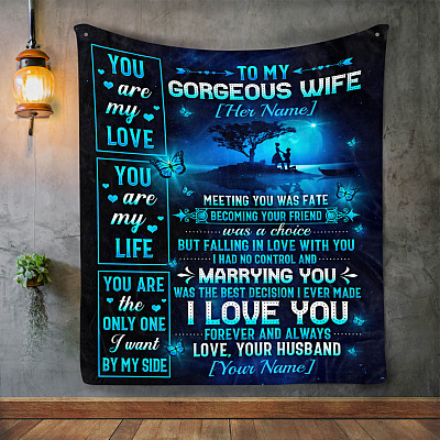 Alternative view of Personalized To My Gorgeous Wife Meeting You Was Fate Becoming You Friend Was A Choice Fleece Blanket - Sherpa Blanket