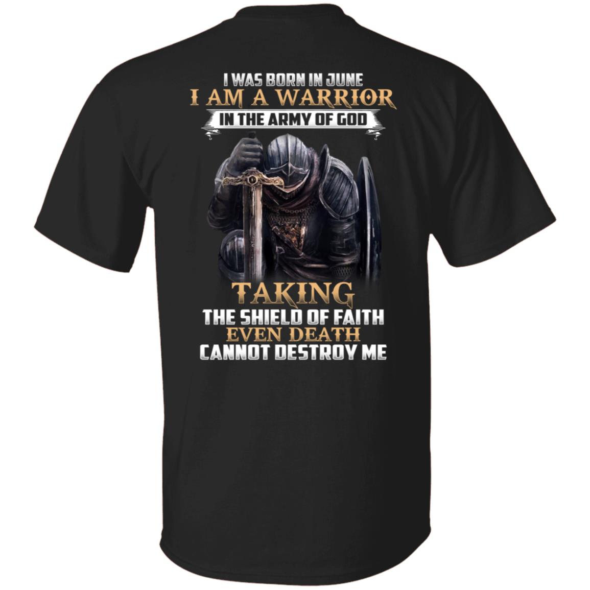 I Was Born In June I Am Warrior In The Army, Black, Unisex T-Shirt