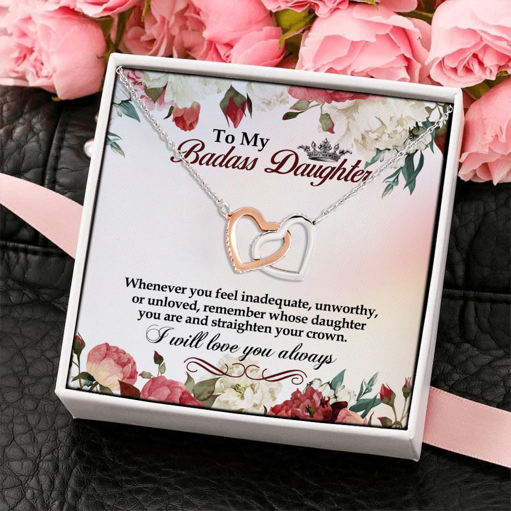 7P. Badass daughter(3) Interlocking Hearts Necklace 4