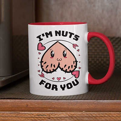 Alternative view of I'm Nuts For You Funny Valentine Accent Coffee Mug - Naughty Valentines Day Mug