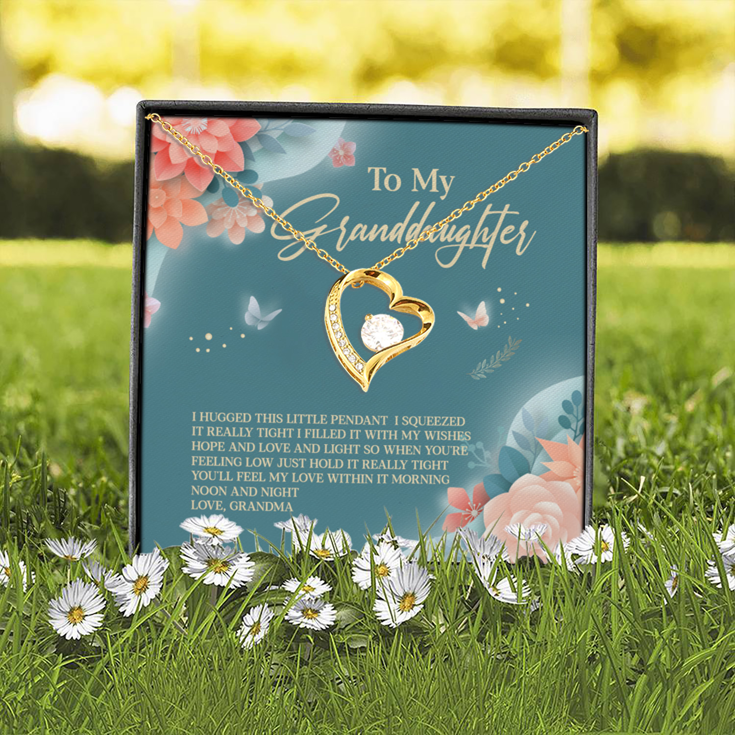 6O. To My Granddaughter Necklace grandma Forever Love Necklace (Gold) 2