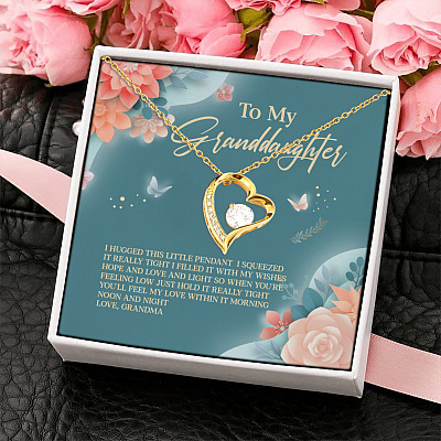Grandma To My Granddaughter I Hugged This Little Pendant I Squeezed It Tight Forever Love Pendant Necklace