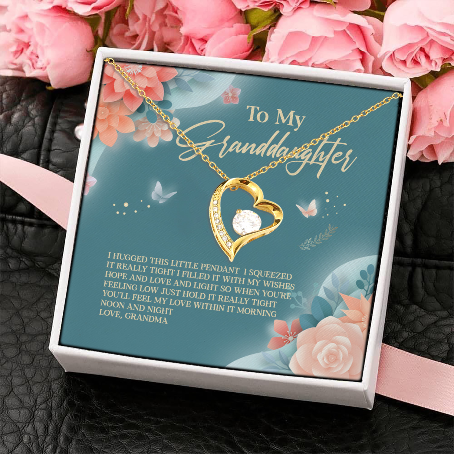 6O. To My Granddaughter Necklace grandma Forever Love Necklace (Gold) 4