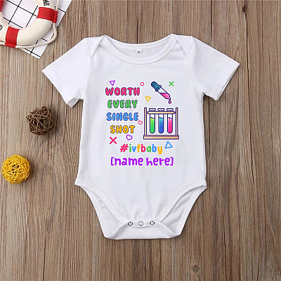 Alternative view of Personalized Ivf Baby Worth Every Shot Baby Announcement Baby Onesie - Toddler Baby Infant Bodysuit