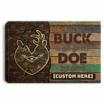 Personalized Couple Deer An Old Buck And Sweet His Doe Live Here Husband And Wife Framed Canvas - Unframed Poster, White, 0.75'' Framed Canvas