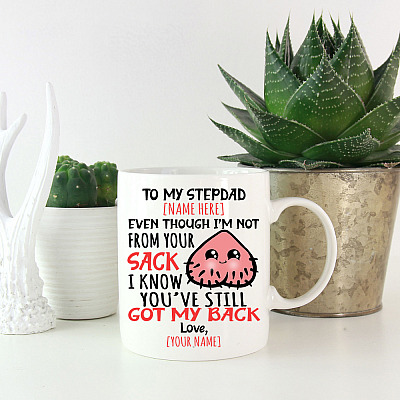 Alternative view of Personalized to My Stepdad Even Though I'm Not from Your Sack Coffee Mug- Beer Stein - Color Changing Mug