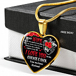 To My Wife You Are The Spark To My Plug Key To My Starter Bolt To My Nut Mechanic Husband Heart Pendant Necklace - Heart Luxury Necklace (Gold Plated)