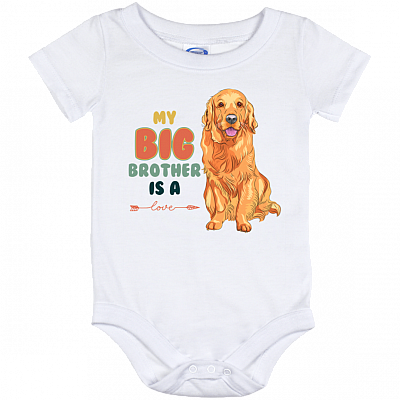My Big Brother is a Golden Retriever Baby Onesie - Baby Infant Bodysuit, White, Baby Onesie - 12 Month
