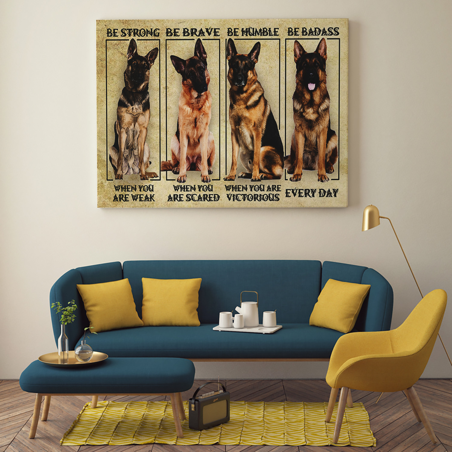 4VT. German Shepherd Be Strong canvas mockup