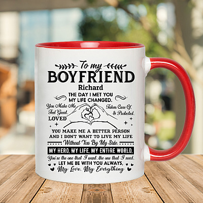 Personalized To My Boyfriend The Day I Met You My Life Changed Accent Mug - Coffee Mug - Boyfriend Gifts