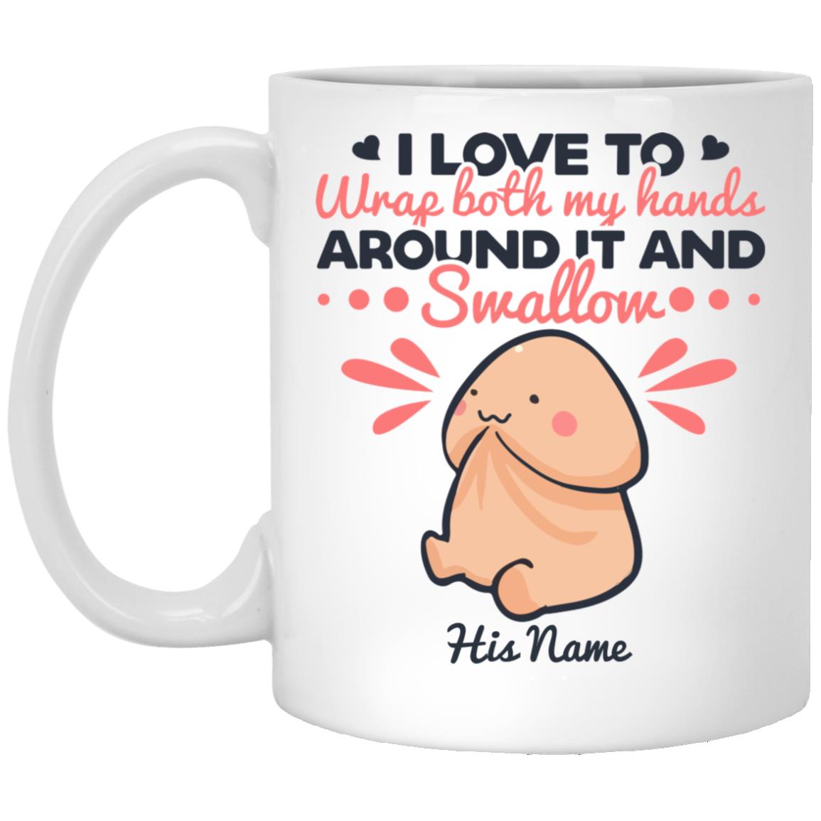 Personalized I Love to Wrap Bot Mug, White, 11 oz. White Mug