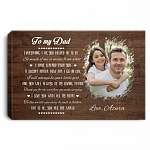 Personalized Photo To My Dad Everything I Am You Helped Me To Be You Are The World Framed Canvas - Unframed Poster, White, 0.75'' Framed Canvas
