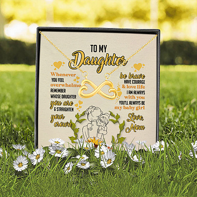 Sunflower To My Daughter You'll Always Be My Baby Girl Love Mom Infinity Heart Pendant Necklace