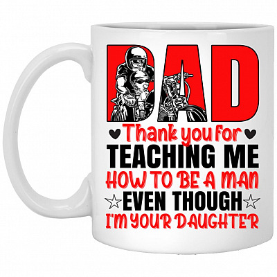 Motorcycle Dad Thank You, White, 11 oz. White Mug