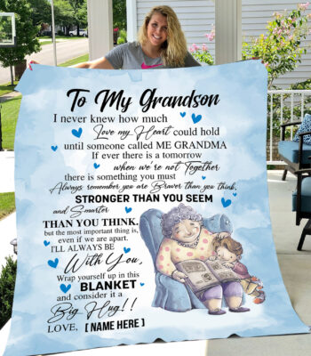 Alternative view of Personalized to My Grandson You Are Stronger Than You Think Fleece Blanket - Sherpa Blanket - Woven Blanket