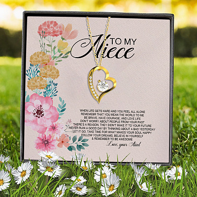 From Aunt To My Niece When Life Gets Hard And You Feel All Alone Forever Love Heart Pendant Necklace