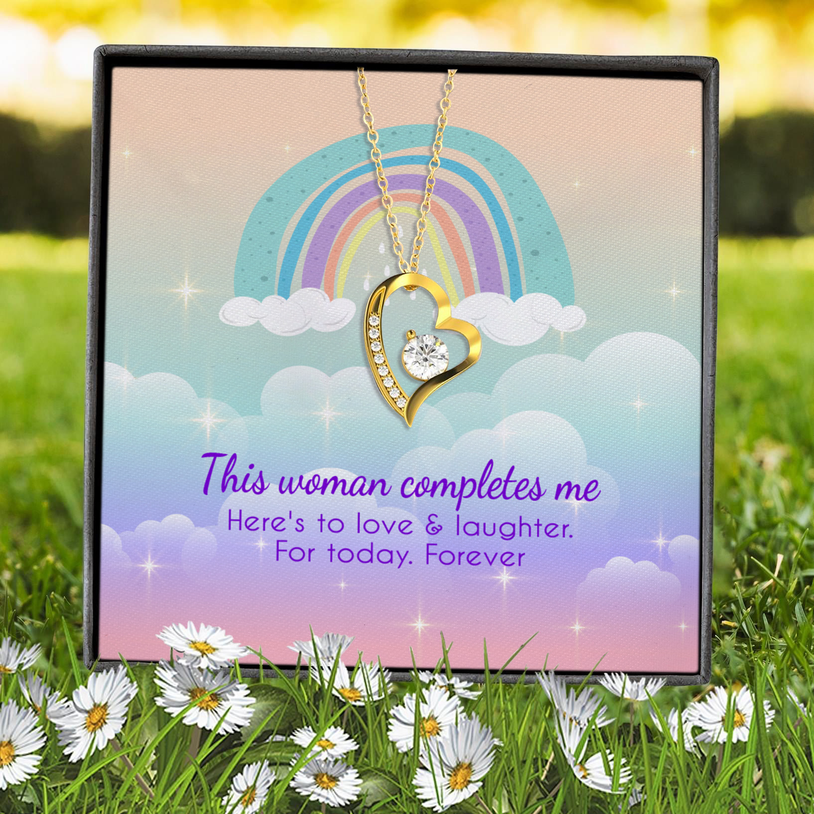 7P. Woman complete me(4) Forever Love Necklace (Gold) 7