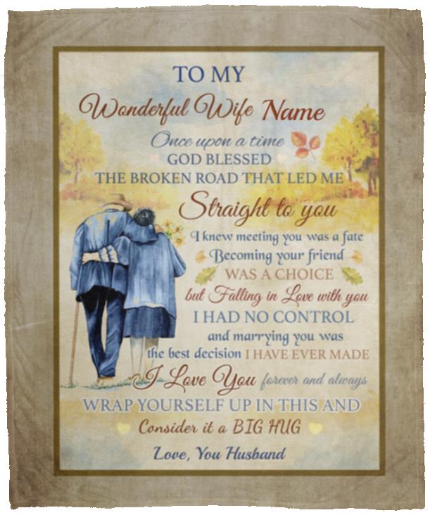 Personalized to My Wonderful Wife Blanket, White, Cozy Plush Fleece Blanket - 50x60