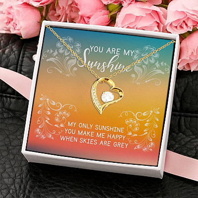 Alternative view of To My Wife You Are My Sunshine You Make Me Happy When Skies Are Grey Husband Gift Forever Love Pendant Necklace