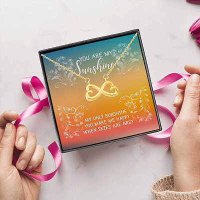 Alternative view of To My Wife You Are My Sunshine You Make Me Happy When Skies Are Grey Husband Gift Infinity Heart Pendant Necklace