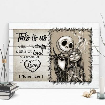 Alternative view of Personalized Nightmare Jack and Sally This is Us A Little Bit Crazy Framed Canvas Prints - Unframed Poster