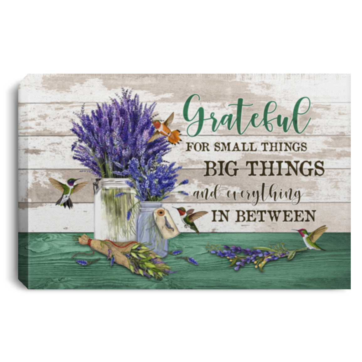 Hummingbird Grateful For Small Things Big Things and Everything in Between Framed Canvas - Unframed Poster, White, 0.75'' Framed Canvas