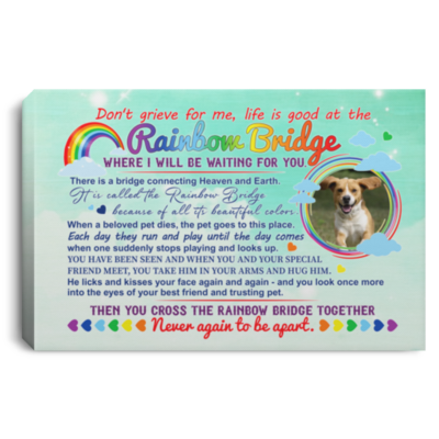 Personalized Photo Rainbow Bridge Dog Memorial Gallery Wrapped Framed Canvas Prints-Unframed Poster-Decor Wall Art, White, 0.75'' Framed Canvas