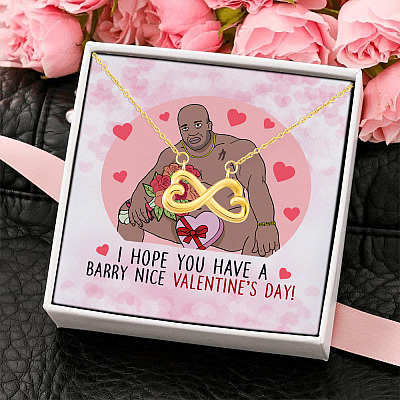 Barry Valentine Wood Sitting Nice Valentine's Day Funny Gift Ideas Infinity Heart Pendant Necklace