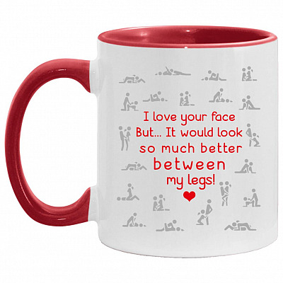 Face Accent Mug, White/Red, 11 oz. Accent Mug