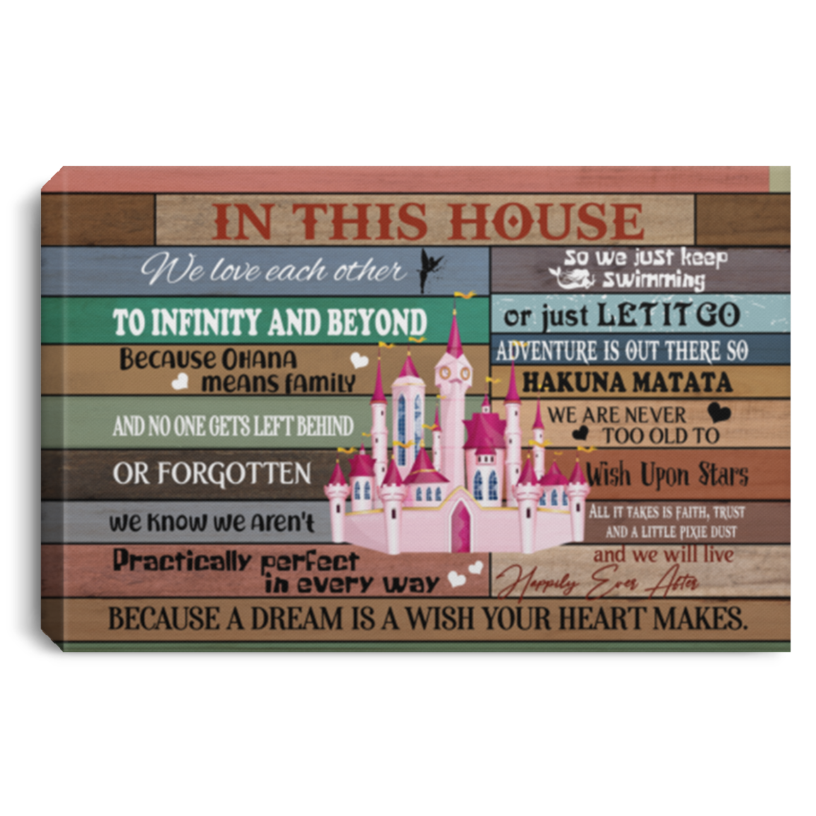 In This House We Love Each Other To Infinity And Beyond Wrapped Framed Canvas Prints - Unframed Poster, White, 0.75'' Framed Canvas