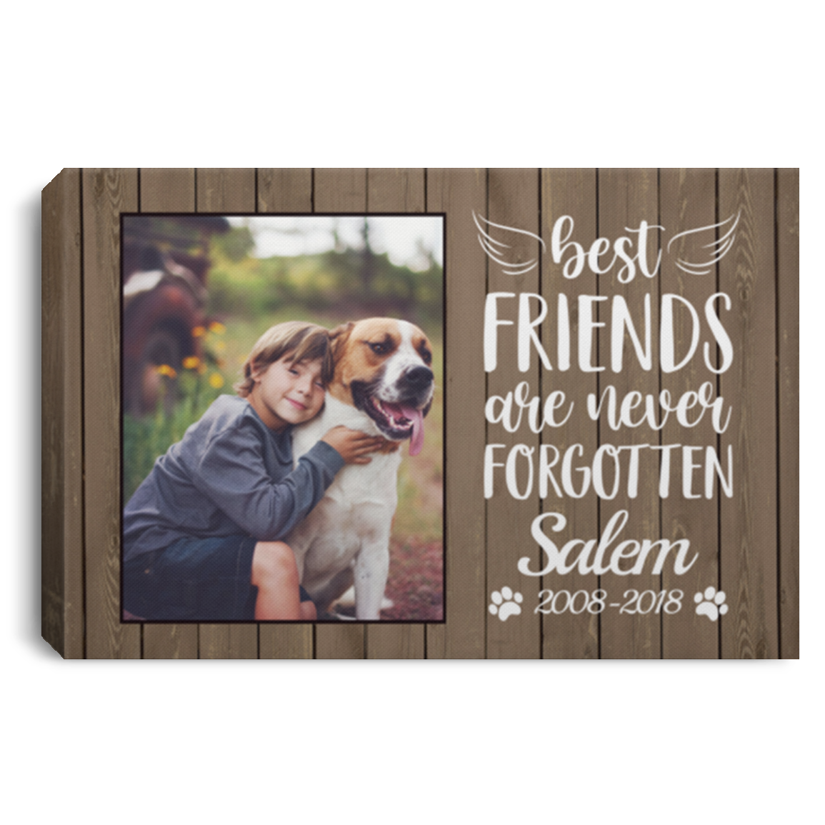 Custom Photo Pet Memorial Framed Canvas - Best Friends Are Never Forgotten Unframed Poster, White, 0.75'' Framed Canvas