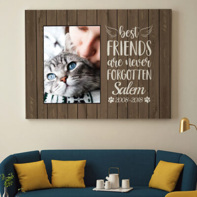 Alternative view of Custom Photo Pet Memorial Framed Canvas - Best Friends Are Never Forgotten Unframed Poster