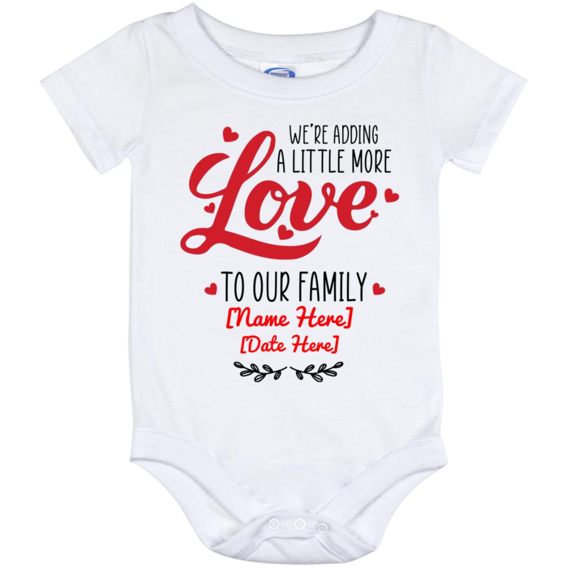 Personalized We're Adding A Little More, White, Baby Onesie - 12 Month