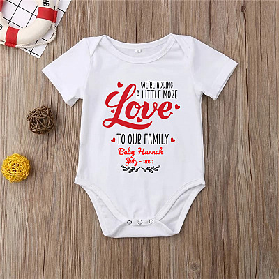 Alternative view of Personalized We're Adding A Little More Love To Our Family Baby Onesie - Toddler Infant Bodysuit