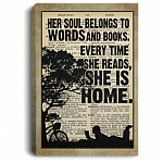 Her Soul Belongs To Words And Books Framed Canvas - Unframed Poster - Love Book Gift, White, 0.75'' Framed Canvas