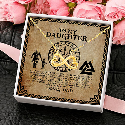 Alternative view of Viking To My Daughter I Want You To Believe Deep In Your Heart Infinity Heart Pendant Necklace